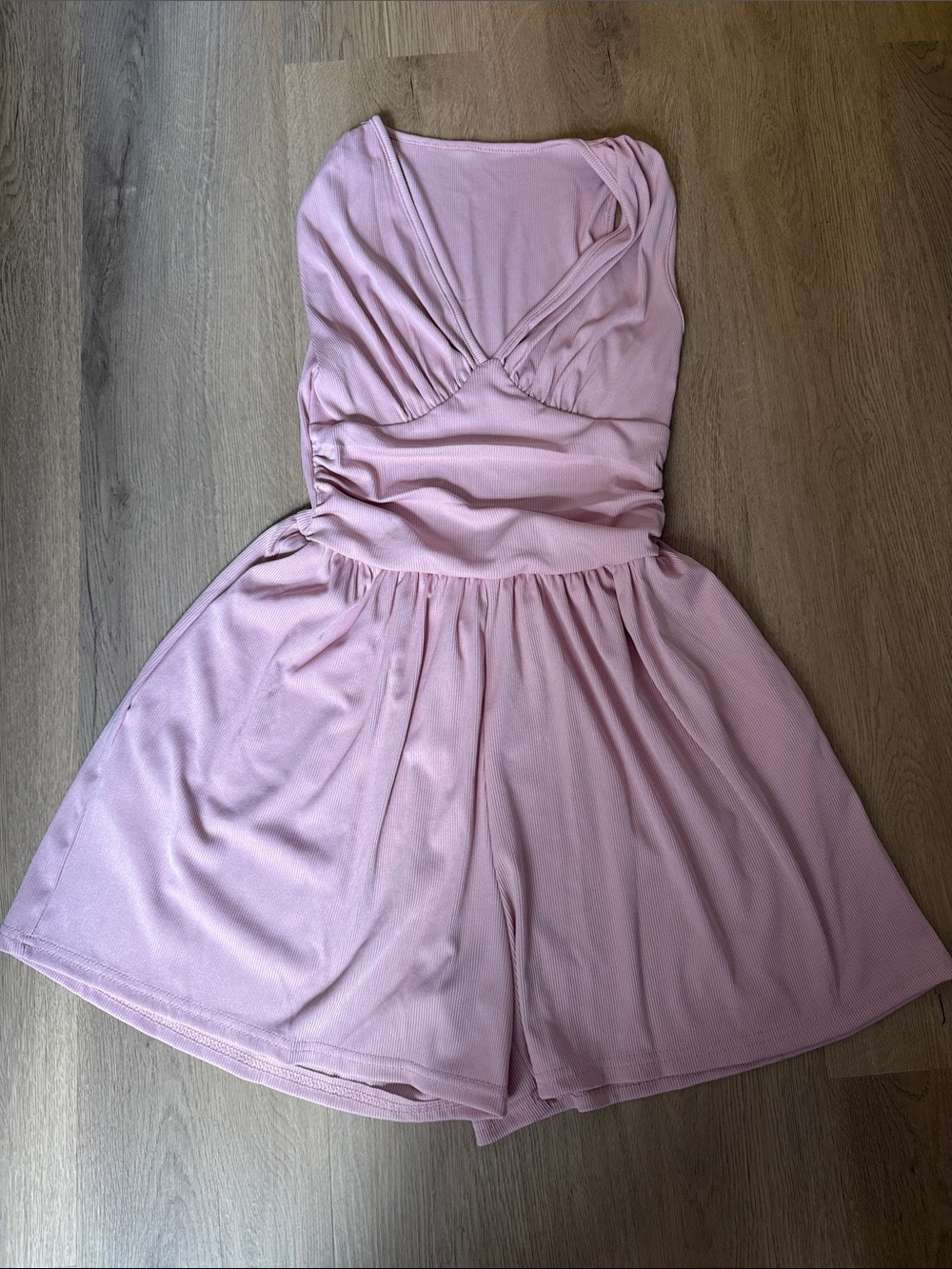 Blush Pink Strapless Romper